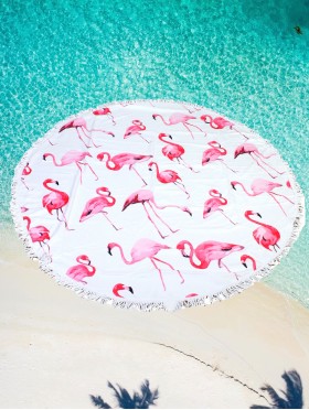 Flamingo Round Beach Towel